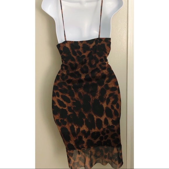 Printed Frill Mini Dress (Animal) - Picture 5 of 5